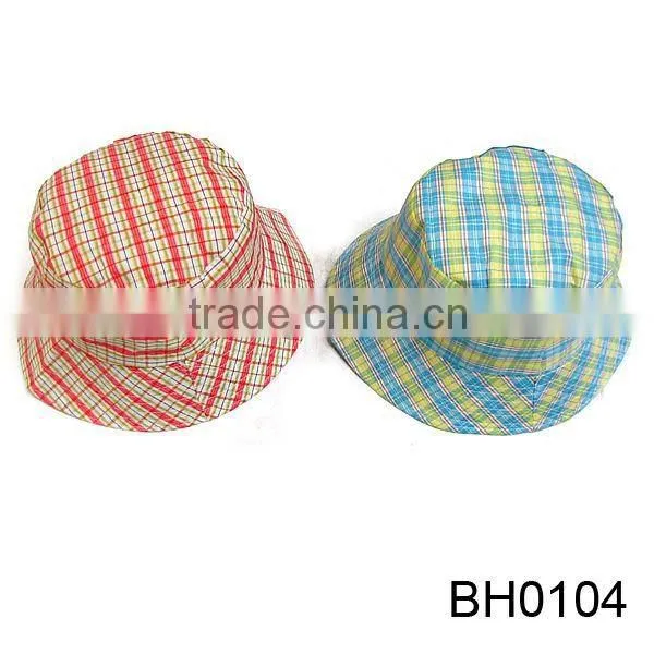 Grid Brim Summer Bucket Hats