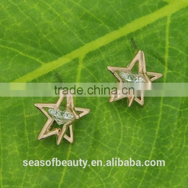 Decorative Earring Metal Silver Star Fashionable Design Ear Studs photo-3