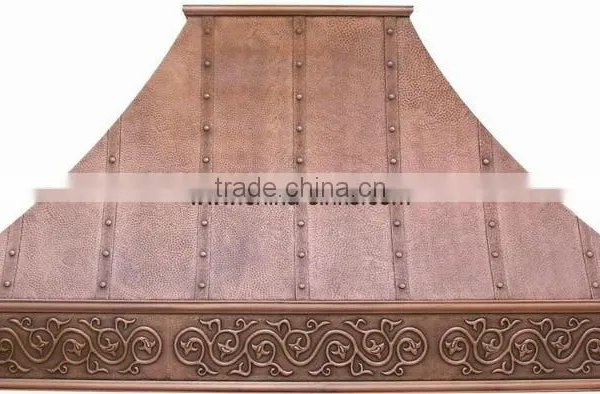 Island Mounted Large Kitchen Canopy in Copper