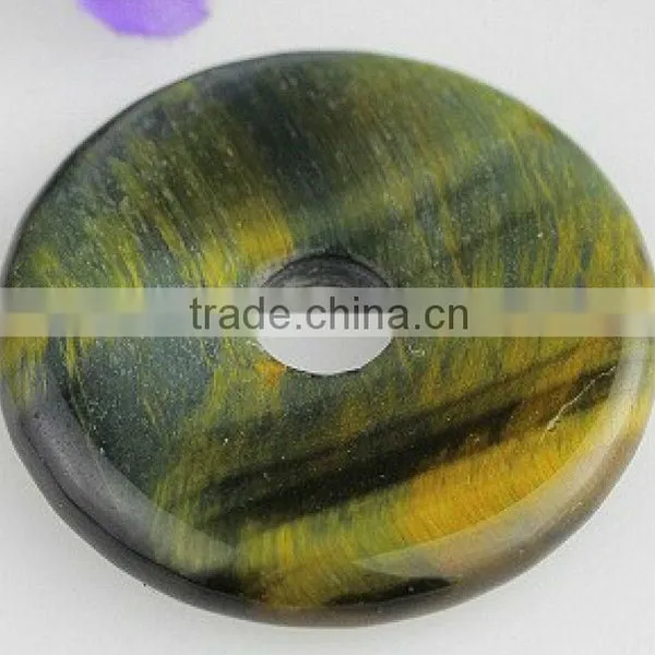 50mm Natural Yellow Tiger Eye Donut Shaped Pendant
