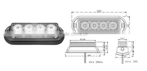 Wholesale Price 4 LED Grille Strobe Warning Light/red Blue White Amber Led Flashing LTDG41 photo-5