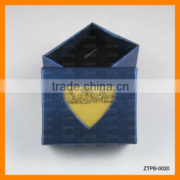 Lovely Dark Blue Christmas Gift Heart Ring Box Wholesale ZTPB-0020