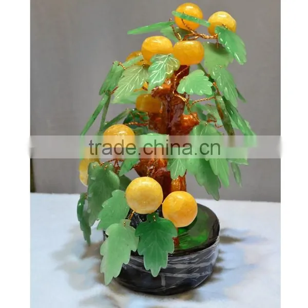 New Fashion Orange Crystal Tree Carving With Green Leaf photo-3