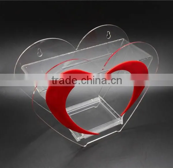 New Acrylic Red Heart Shaped Money Donation Boxes photo-3