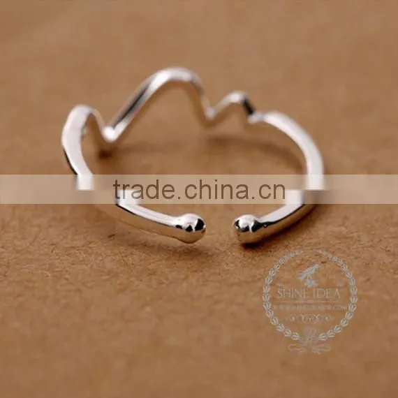 925 Sterling Solid Silver Heartbeat Curve Adjustable Ring Fashion Women Ring Jewelry Supplies 6260550 photo-4