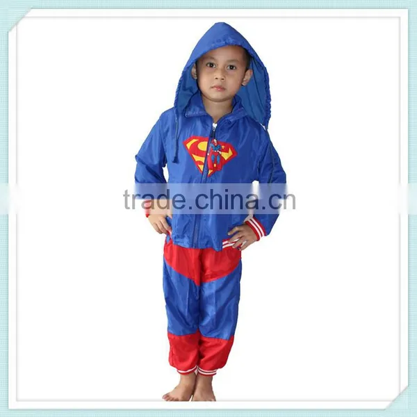 Children Casual Outwear Set Kids Superman Hoodie and Pants Wholesale Boys Set Clothing for Winter Waterproof Hoodie Pants