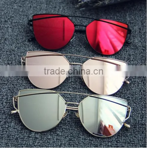 Aimade 2016 New Cat Eye Sunglasses Women Brand Designer Fashion Twin-Beams Rose Gold Mirror Cateye Sun Glasses For Female UV400 photo-3