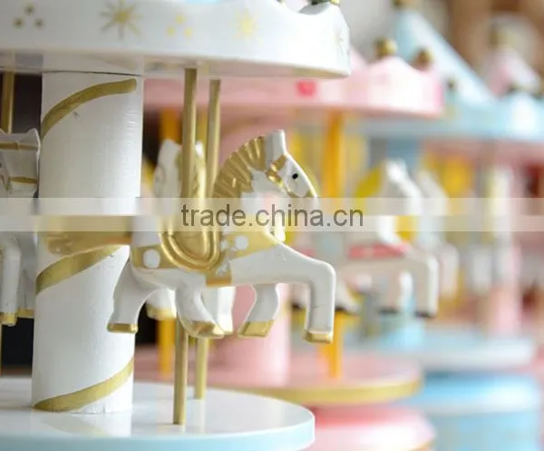 N533 Wooden Music Box Wooden Carousel Christmas Gift Decoration photo-2