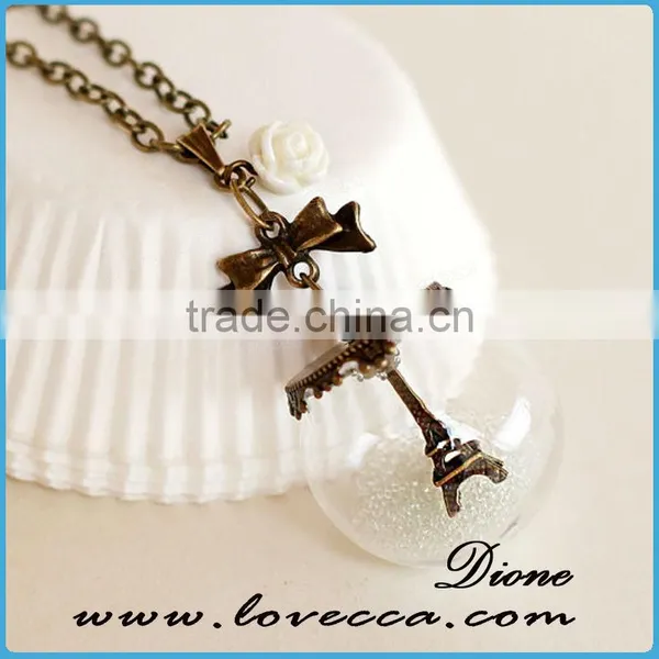 Romantic Elegant Jewelry/ Mini Glass Globe Bottle/ Glass Ball Pendant Necklace photo-4
