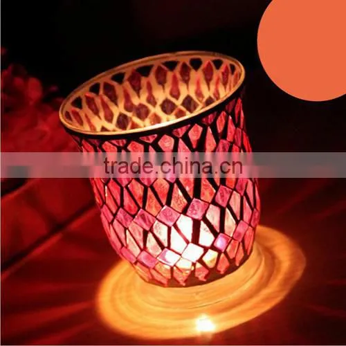 Handmade Glass Mosaic Candle Holder Goblet photo-6