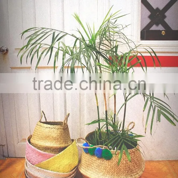 Belly Seagrass Storage Basket/ Colorful Laundry Seagrass Baskets photo-3