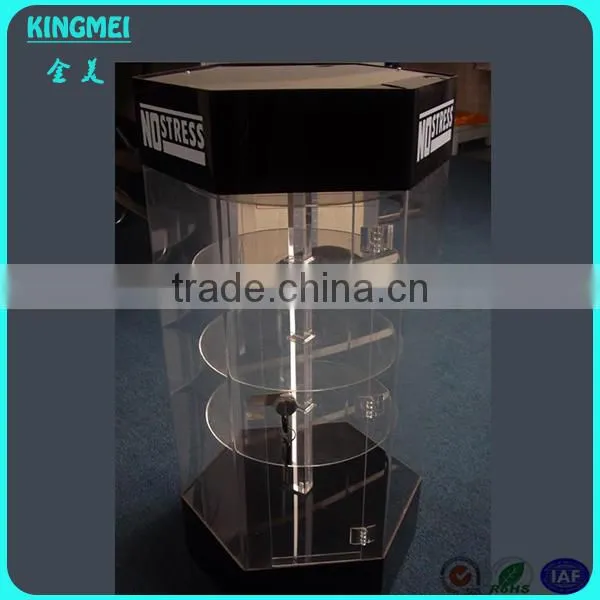 KM-AP41 High Quality Clear Acrylic Rotating Showcase,LED Display Showcase,acrylic Display Case With Lock and Key photo-2