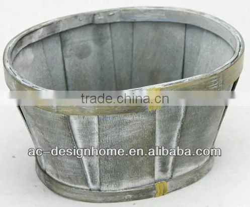 GREY WASH OVAL BAMBOO CHIP BASKET