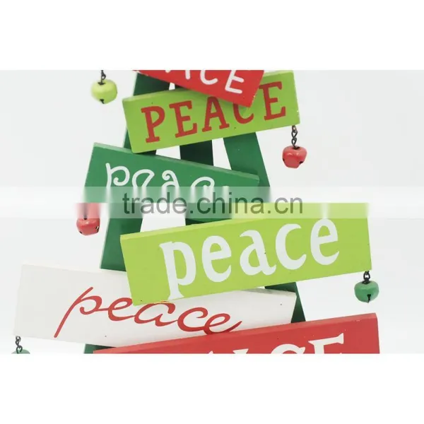 Wood Tree Peace Christmas Ornaments photo-4