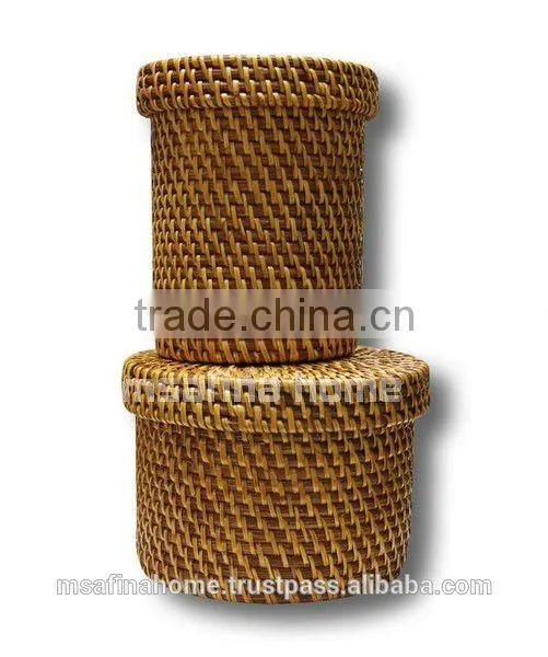 Round Full Rattan Box With Lid photo-2