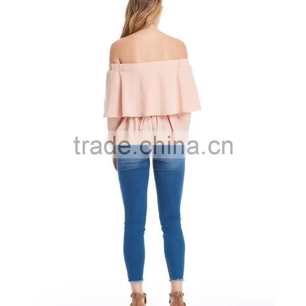 Chiffon Blouse Women Sexy Saree Blous Fashion Cheap Wholesale Custom Off the Shoulder Tops photo-6
