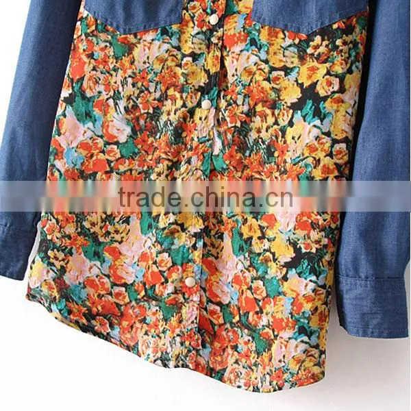 New Fashion Cotton Denim and Chiffon Print Long Sleeves High Quality Garment Manufacturer High Quality Varsity Jackets Suppli photo-2
