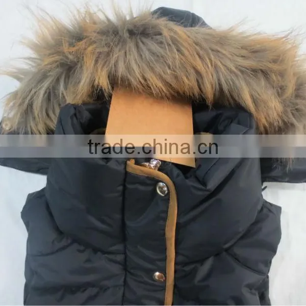 Girl Basic Padding Vest With Fur Hood photo-3