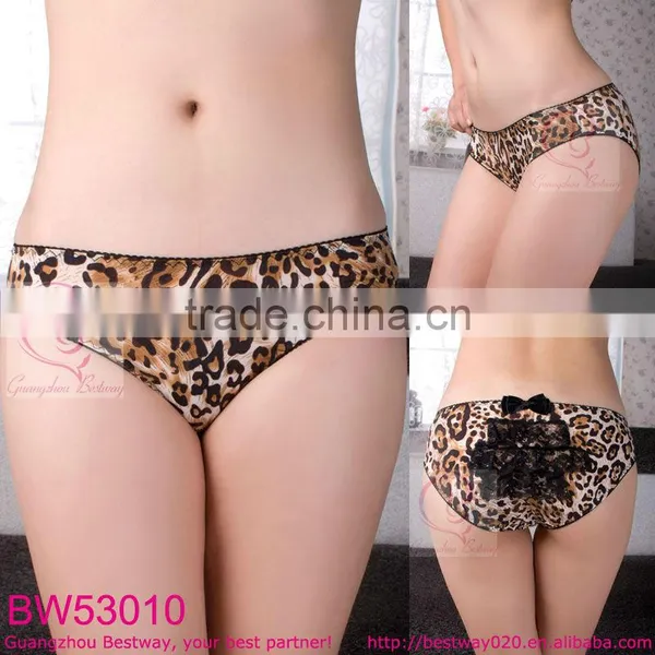 School Girls Dresses Fashion Leopard Panties With Back Lace & Bows
