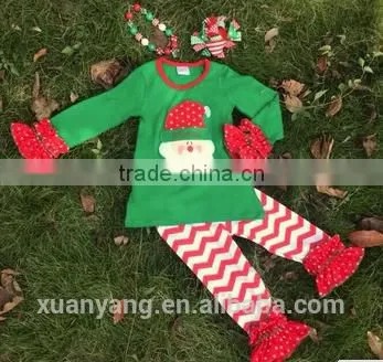 2017 Children Kids Christmas Tree Ruffle T-shirt and Ruffle Pant Outfit Ruffle Outfit photo-2