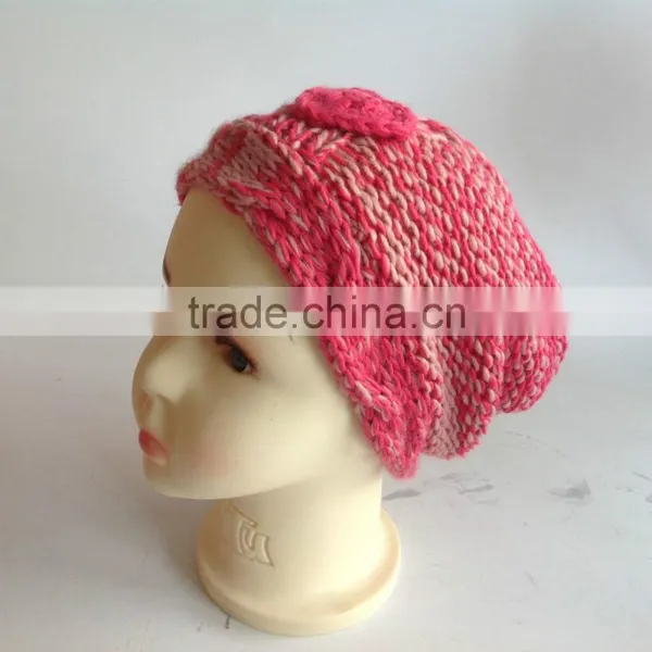 Computer Machine and Hand Made Red Lovely Girl's Fashion Cute Children Knitted Hats Factory photo-3