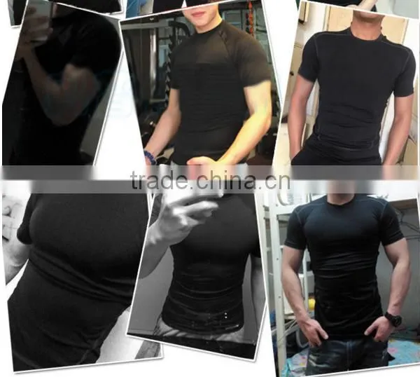 2017 New Fashion Desgin Plain Color 88%Polyester 12%Spandex Breathable Stretch Tank Top T-shirt Sport Men T Shirt photo-6