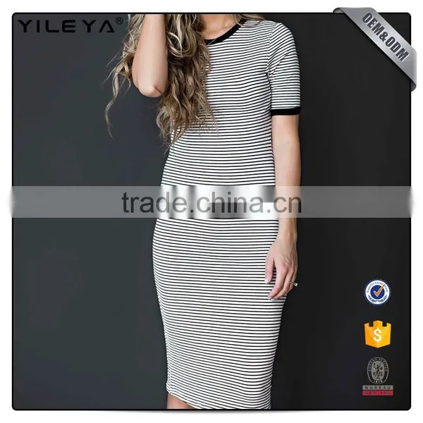 Wholesale Women Body Con Simple Striped Design Types Lady Elegant Guangzhou Fashion Dresses Ladies photo-3