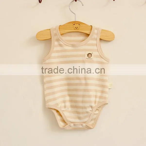Hot Sale Stripe Organic Cotton Newborn Baby Vest Bodysuit photo-2