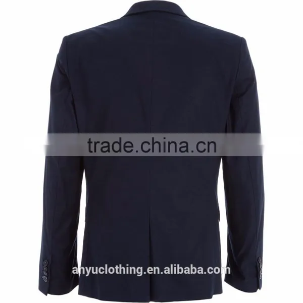 Plain Style Premium Cotton Midnight Blue Three-Piece Suit for Male photo-2