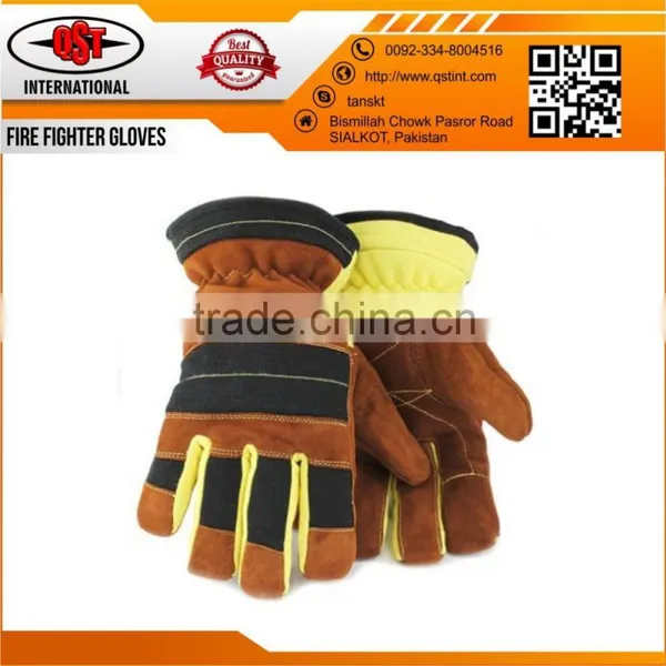 Leather Work Gloves With Insulated Split Cowhide for Firefighter photo-5