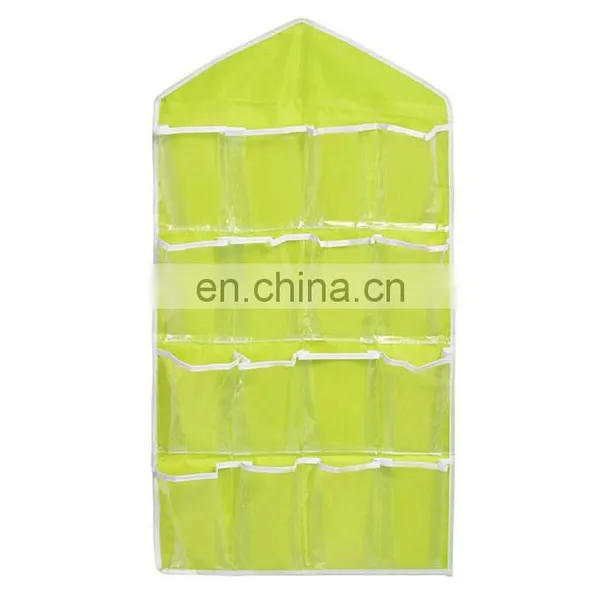 16 Pockets Door Wall Hanging Bag Sundry Socks Shoe Storage Tidy Pouches Green photo-2