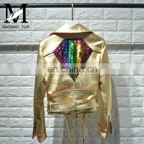 Womens Leather Coat Short Design Outerwear Jacket Motorcycle Formal Jacket photo-2