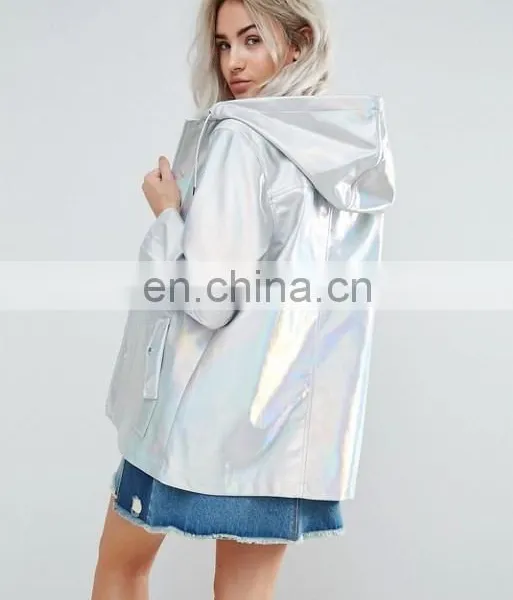 2016 New Fashion Winter Women Sliver Metallic Jacket Slim Long Coat Jacket From China photo-2