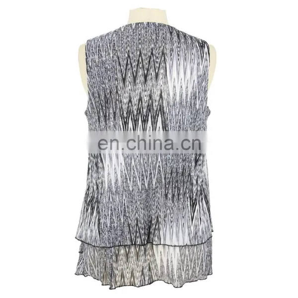 Aztec Print Mesh Two Layers Missy Lady Vest Top photo-2