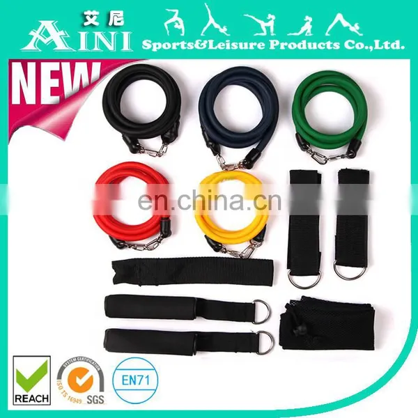 2017 OEM ANY-005 Newest 11 PCS Latex Resistance Bands Exercise Gym Set