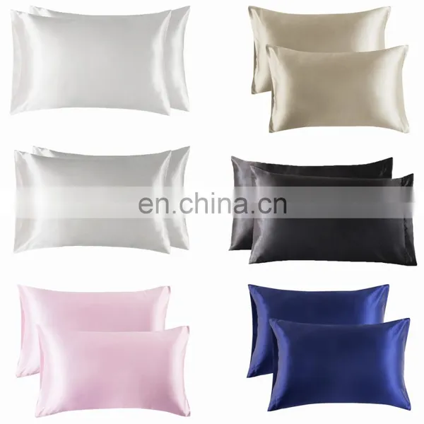 High Quality Black Polyester Fabric Home Silky Smooth Comfort Queen Satin Pillowcase photo-7