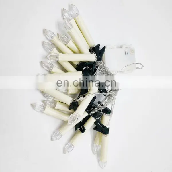 20 Warm White LED Flameless Christmas Candle String Lights With Tree Clips photo-3