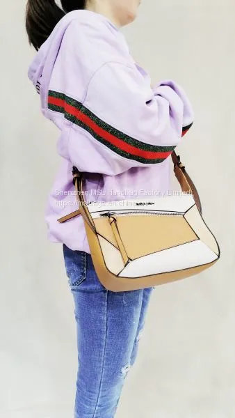 Two Straps Female Unique Contrast Front Hidden Compartment Over Shoulder Wholesale PU PVC Bag Handbags for Women photo-5