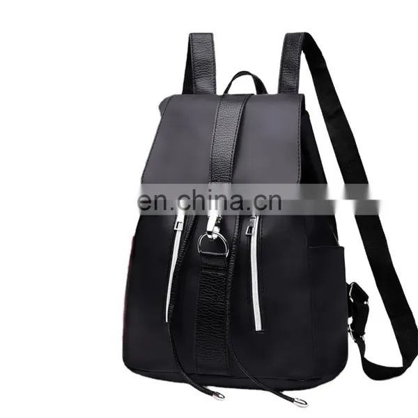 Girls Nylon Zipper Lock, Design Black Femme Mochila Female School Bags Backpack For Women/ photo-5