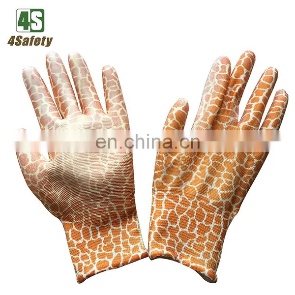 4SAFETY 13 Gauge Flower Printing Pu Garden Gloves photo-4