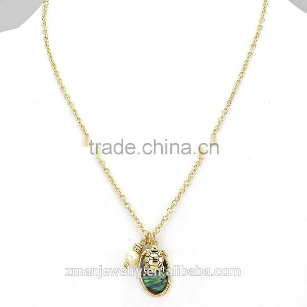 Abalone Sea Turtle Pendant Necklace Set photo-2