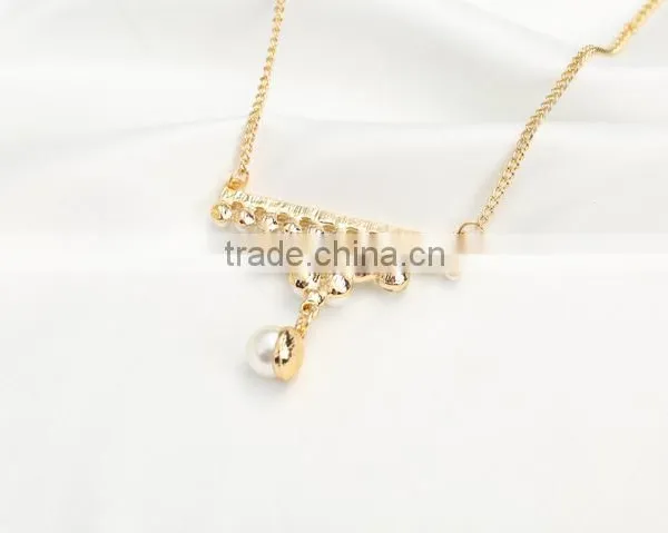 2016 Fashion Long Chain Necklace Designs Pearl Pendant Necklace photo-3