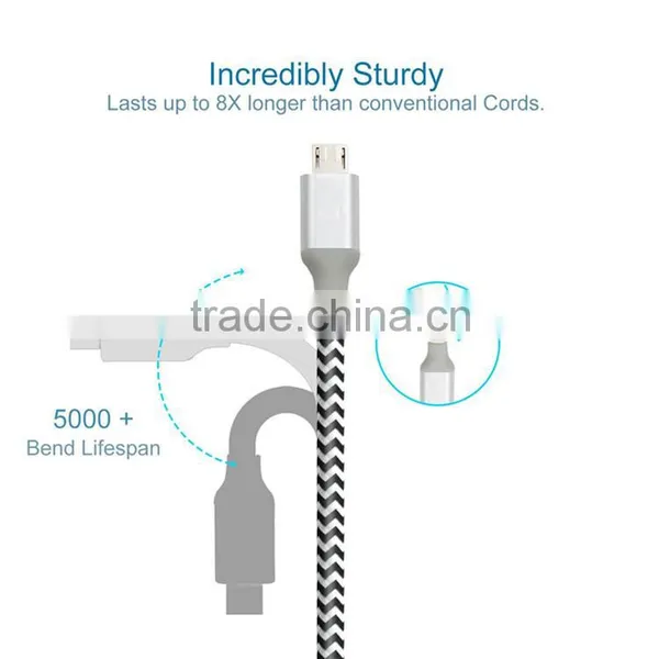 Woven Fabric Braided Flat Pipe Connector Micro USB Cable photo-4