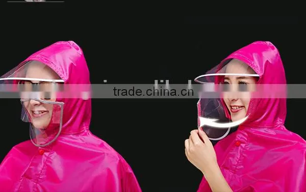 2016 New Style Rain Poncho With Reflective Tape and Face Protection photo-4