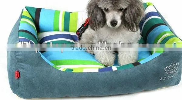 Striped Suede Dog Bed
