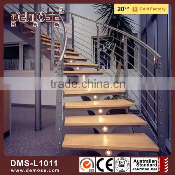 Led Outdoor Stairs Lighting Glass Railing Wood Stairs photo-3