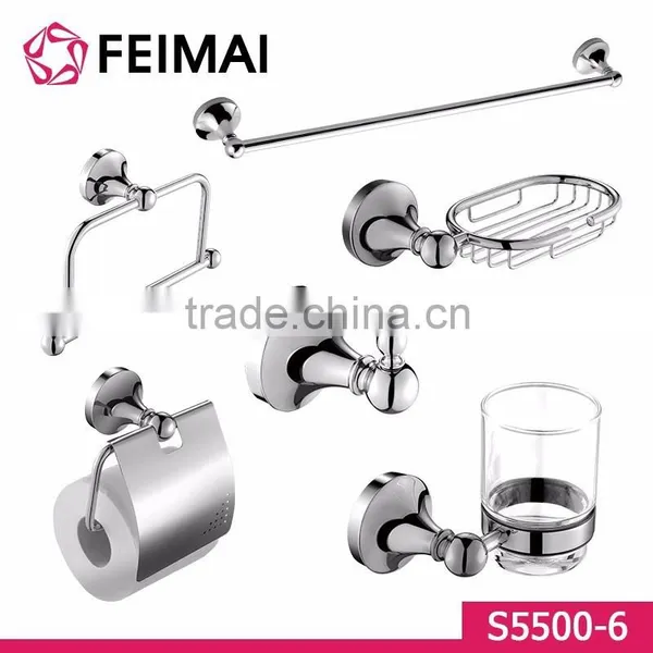 Wall Mounted Brass Chrome Plated Bath Fitting Hardeware Sets