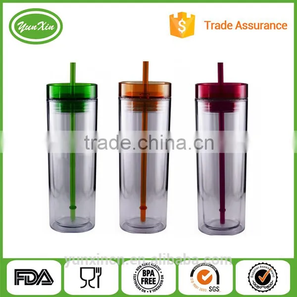 BPA Free 500ML Colorfull Skinny Tall Tumbler Sippy Cup With Lid With Straw photo-3