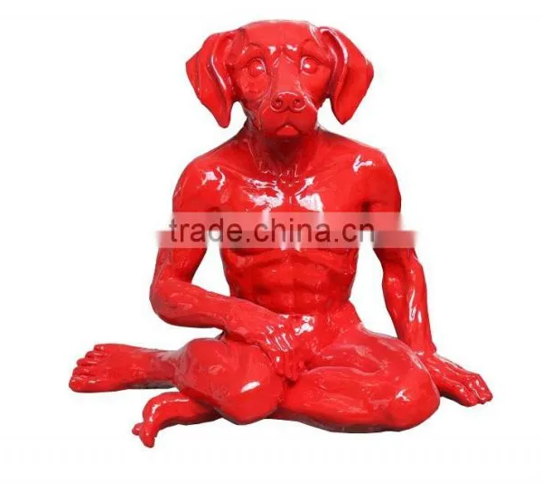 Resin Human Body With Dog Head Statue,creative Statue photo-2