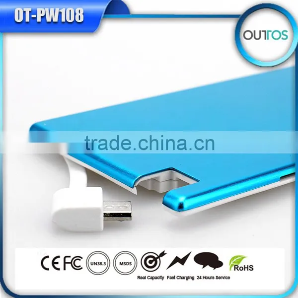 2015 Hot Promotion Custom Logo 1500mah Portable Ultra Thin Credit Card Power Bank photo-2
